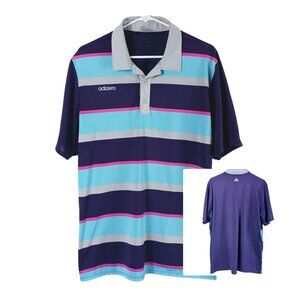 Adidas Adizero Men's Large Polo Shirt Purple Front Stripe Short Sleeve Casual